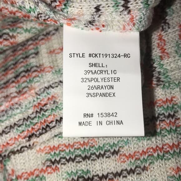 Code x Mode Green Multi Space Dye Sweater Size MEDIUM raw hem Jumper Top Blouse - Picture 8 of 9